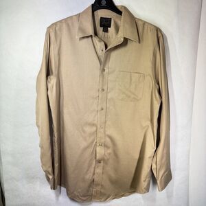 Joseph by Jos A Banks Mens Dress Shirt 16.5 36 Tan Long Sleeve